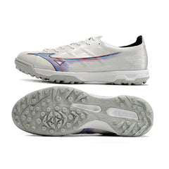 Chuteira Society TF Mizuno Alpha Branca e Cinza