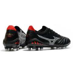 Chuteira Campo FG Mizuno Morelia Neo III Elite Preta, Branca e Vermelha