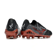 Chuteira Campo FG Mizuno Morelia Neo III Elite Sergio Ramos Preta Cinza e Vermelha