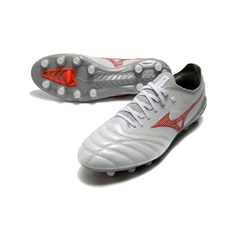 Chuteira Campo FG Mizuno Morelia Neo III Elite Branca e Vermelha