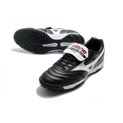 Chuteira Society TF Mizuno Morelia Sala Classic Preta, Branca e Vermelha