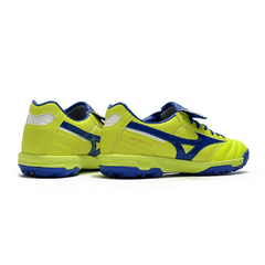 Chuteira Society TF Mizuno Morelia Sala Classic Verde Neon e Azul