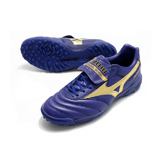 Chuteira Society TF Mizuno Morelia Sala Classic Roxa e Dourada