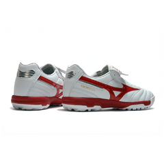 Chuteira Society TF Mizuno Morelia Sala Classic Branca e Vermelha