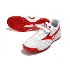 Chuteira Society TF Mizuno Morelia Sala Classic Branca, Vermelha e Preta