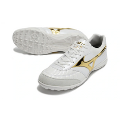 Chuteira Society TF Mizuno Morelia Sala Branca e Dourada