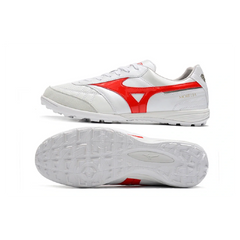 Chuteira Society TF Mizuno Morelia Sala Branca e Vermelha
