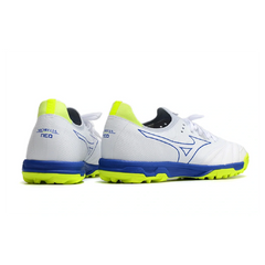 Chuteira Society TF Mizuno Neo Sala Branca Amarela e Azul