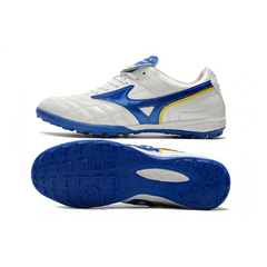 Chuteira Society TF Mizuno Wave Cup Branca e Azul