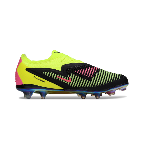 Chuteira Campo FG Nike Phantom 6 Elite Amarela, Preta e Rosa Infantil
