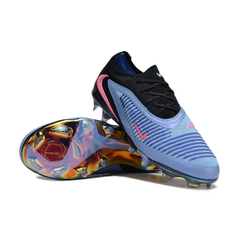 Chuteira Campo FG Nike Phantom 6 Elite Azul, Preta e Rosa Infantil