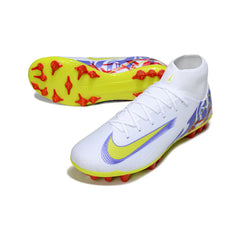 Chuteira Campo Sintético AG Nike Air Zoom Mercurial Superfly 10 Academy Branca, Roxa e Vermelha