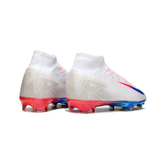 Chuteira Campo FG Nike Air Zoom Mercurial Superfly 10 Elite Branca, Laranja e Azul Infantil