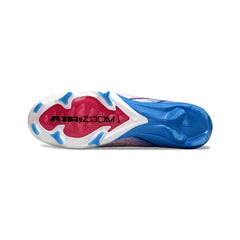 Chuteira Campo FG Nike Air Zoom Mercurial Vapor 16 Elite Branca e Azul-Clara Infantil