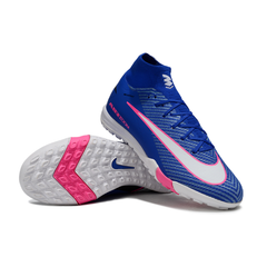 Chuteira Society TF Nike Mercurial Superfly 10 Elite Azul, Rosa e Branca Infantil