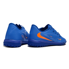 Chuteira Society Nike Phantom 6 Academy TF Azul e Laranja