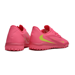 Chuteira Society Nike Phantom 6 Academy TF Rosa e Verde Fluorescente