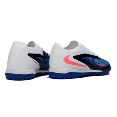 Chuteira Society TF Nike Phantom 6 Elite Branca e Azul Infantil
