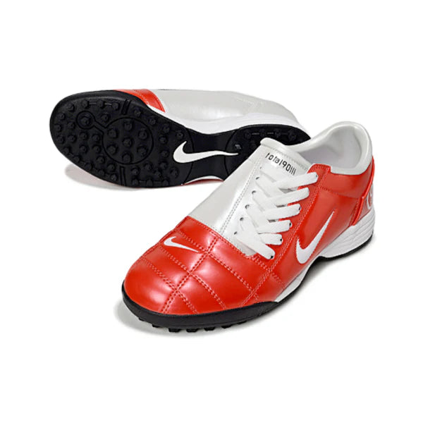 Chuteira Society TF Nike Total 90 III Branca e Vermelha Infantil