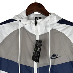 Jaqueta Corta-Vento Nike Branca, Cinza e Azul