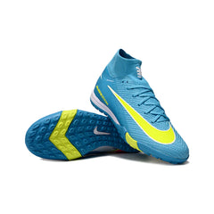 Chuteira Society TF Nike Zoom Mercurial Superfly 10 Elite Azul e Amarela Turf Infantil