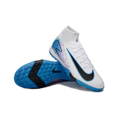 Chuteira Society TF Nike Zoom Mercurial Superfly 10 Elite Infantil Branca e Azul