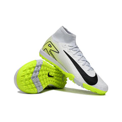 Chuteira Society TF Nike Zoom Mercurial Superfly 10 Elite Infantil Branca e Verde Fluorescente