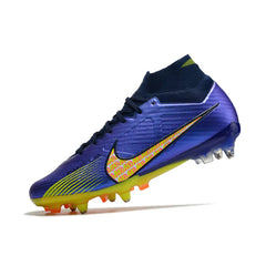 Chuteira Campo Molhado SG Nike Zoom Mercurial Superfly 9 Elite Roxa e Amarela