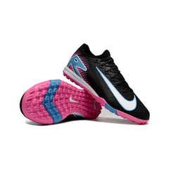 Chuteira Society TF Nike Zoom Mercurial Vapor 16 Elite Preta, Rosa-Clara e Azul Infantil