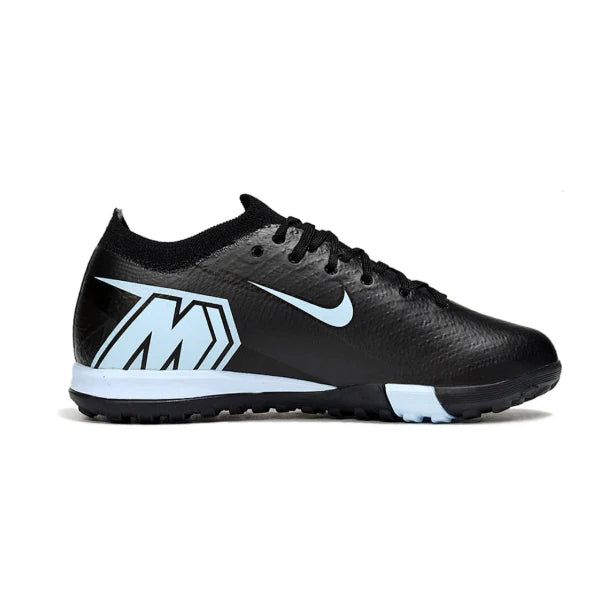 Chuteira Society TF Nike Zoom Mercurial Vapor 16 Elite Preta e Azul-Clara Turf Infantil