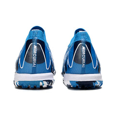 Chuteira Society TF Nike Zoom Mercurial Vapor 16 Elite Infantil Azul e Branca