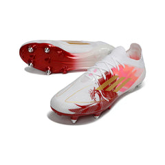 Chuteira Campo Molhado SG Adidas F50 Primeknit Elite Branca, Dourada e Vermelha