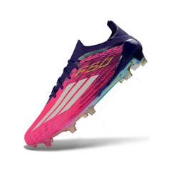 Chuteira Campo FG Adidas F50 Primeknit Elite Rosa, Branca e Azul