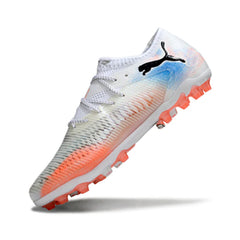 Chuteira Campo Sintético AG Puma Future 8 Low Cut Branca, Laranja e Azul