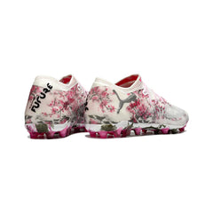 Chuteira Campo Sintético AG Puma Future 8 Low Cut Branca e Rosa