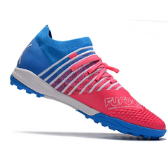 Chuteira Society TF Puma Future Z 1.3 Azul e Rosa