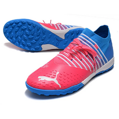 Chuteira Society TF Puma Future Z 1.3 Azul e Rosa