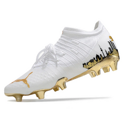 Chuteira Campo FG Puma Future Z1.3 Branca e Dourada