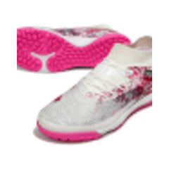 Chuteira Society TF Puma Future 8 Branca e Rosa