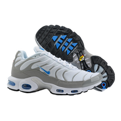 Nike Air Max Plus TN White, Gray and Blue Sneakers