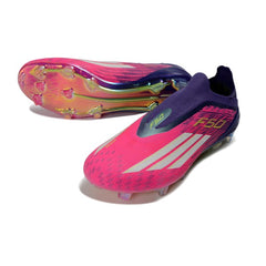 Chuteira Campo FG Adidas F50 Elite Sem Cadarço Rosa, Roxa e Branca
