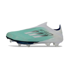 Chuteira Campo FG Adidas F50+ Elite Sem Cadarço Prateada e Branca