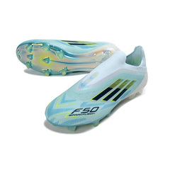 Chuteira Campo FG Adidas F50 Elite Sem Cadarço Branco e Verde Fluorescente