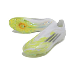 Chuteira Campo FG Adidas F50 Elite Sem Cadarço Branco e Amarelo
