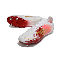 Chuteira Campo Molhado SG Adidas F50 Elite Sem Cadarço Branca, Dourada e Vermelha