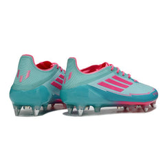 Chuteira Campo Molhado SG Adidas F50 Elite Light Messi Azul e Rosa