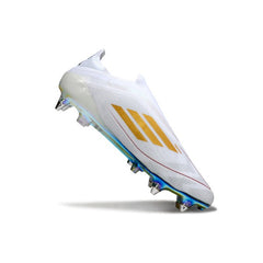 Chuteira Campo Molhado SG Adidas F50 Elite Sem Cadarço Branca e Verde