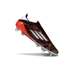Chuteira Campo Molhado SG Adidas F50 Elite Sem Cadarço Marrom e Vermelha
