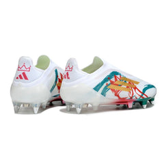 Chuteira Campo Molhado SG Adidas F50 Elite Sem Cadarço Branca, Verde e Vermelha