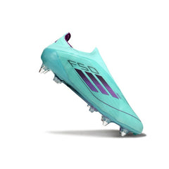 Chuteira Campo Molhado SG Adidas F50 Elite Sem Cadarço Azul-Clara